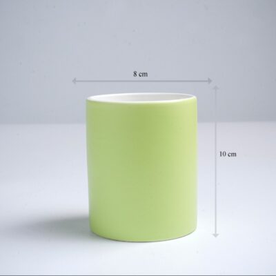 Kích thước ly sứ màu mát Bát Tràng quà tặng in logo màu xanh cốm nhạt mát dáng trụ không quai 350ml LM-76