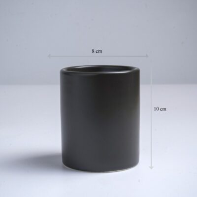 Kích thước ly sứ màu mát Bát Tràng quà tặng in logo màu đen mát dáng trụ không quai 350ml LM-80