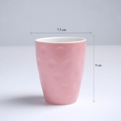 Kích thước ly sứ màu mát bát tràng màu hồng pastel họa tiết tổ ong dáng vát thấp không quai 270ml LM-100