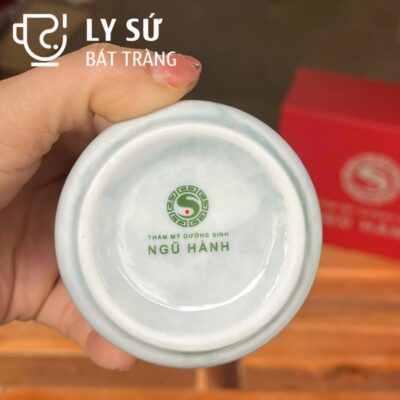 Bộ 6 cốc sứ Bát Tràng quà tặng in logo men vân đá dáng trụ không quai 200ml BCS-06