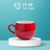 Ly sứ màu bóng Bát Tràng màu đỏ bóng dáng bầu có quai 220ml LM-102