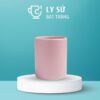 Ly sứ màu mát Bát Tràng quà tặng in logo màu hồng pastel mát dáng trụ không quai 350ml LM-79