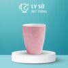 Ly sứ màu mát bát tràng màu hồng pastel họa tiết tổ ong dáng vát thấp không quai 270ml LM-100