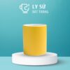 Ly sứ màu mát Bát Tràng quà tặng in logo màu vàng mát dáng trụ không quai 350ml LM-78