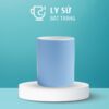Ly sứ màu mát Bát Tràng quà tặng in logo màu xanh dương nhạt mát dáng trụ không quai 350ml LM-77