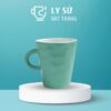 Ly sứ màu mát Bát Tràng màu xanh lục bảo lõm dáng vát có quai 400ml LM- 98