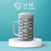 Cốc sứ lọc trà Bát Tràng quà tặng in logo họa tiết vẽ tay cá đàn dung tích 300ml LSLT-15