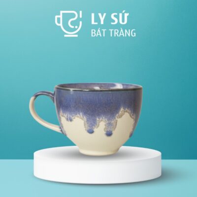 Ly sứ cà phê men hỏa biến quà tặng in logo màu tím dung tích 200ml LSMHB-08