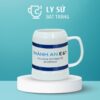 Ca bia Bát Tràng quà tặng in logo màu trắng dáng trụ quai C 500ml CB-04