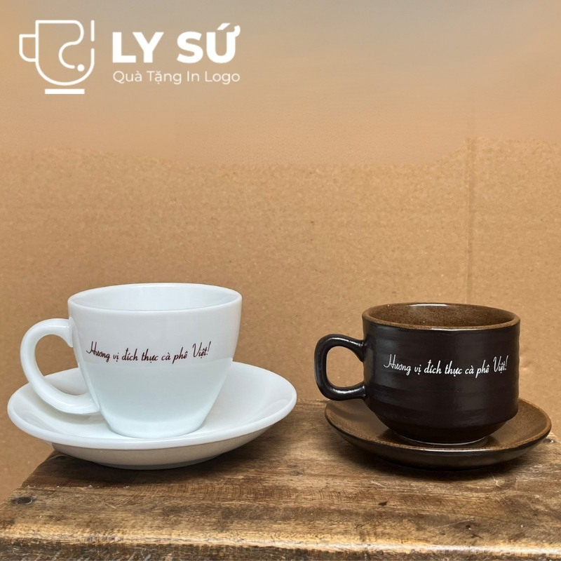 Cốc sứ cafe Bát Tràng quà tặng in logo