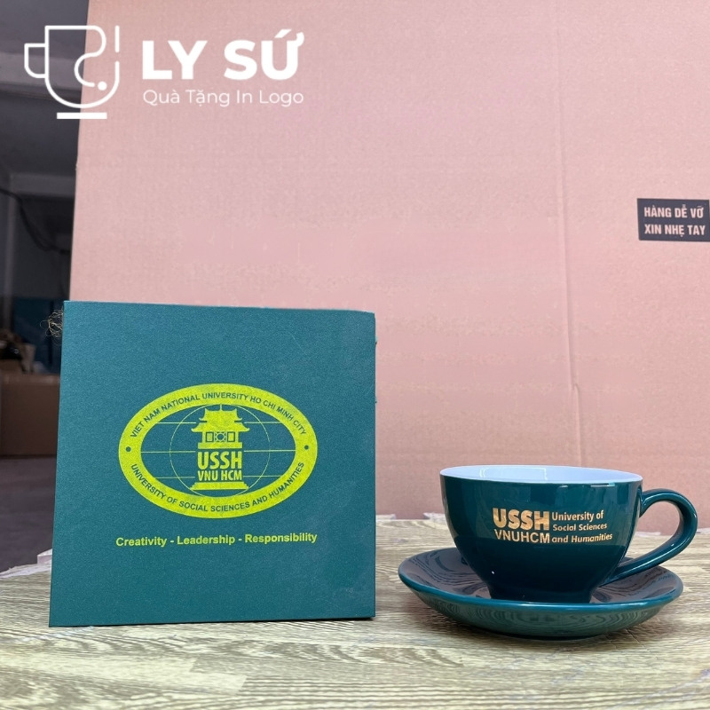 Cốc sứ cafe Bát Tràng quà tặng in logo