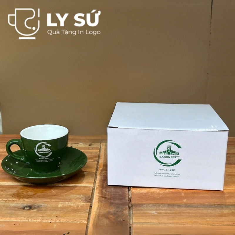 Cốc sứ cafe Bát Tràng quà tặng in logo