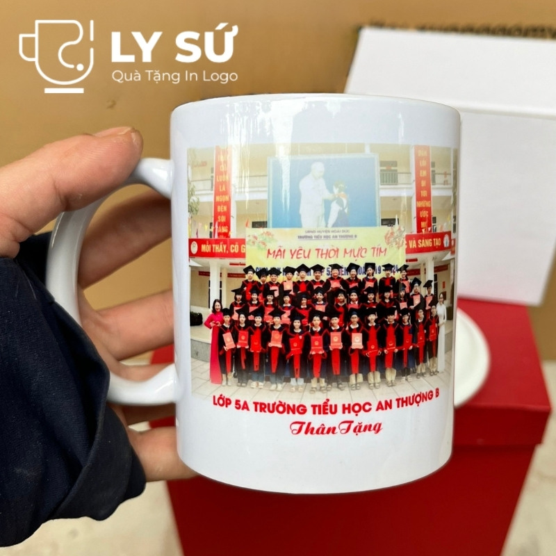 Cốc sứ trắng Bát Tràng quà tặng in logo