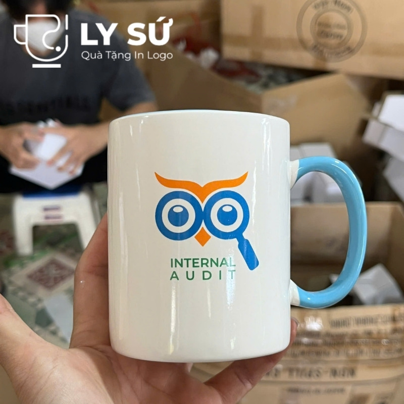 Cốc sứ màu Bát Tràng quà tặng in logo