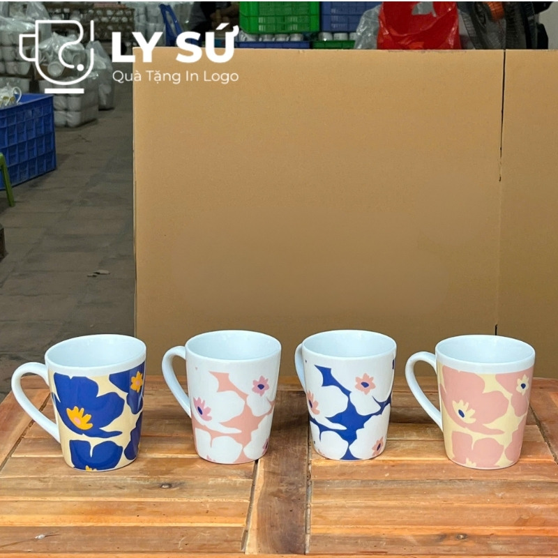 Cốc sứ màu Bát Tràng quà tặng in logo