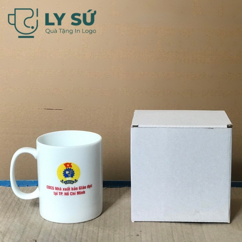 Cốc sứ trắng Bát Tràng quà tặng in logo