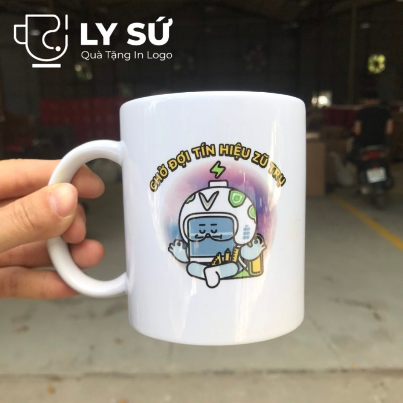 Cốc sứ trắng Bát Tràng quà tặng in logo