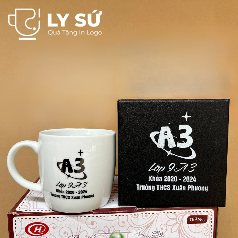 Cốc sứ trắng Bát Tràng quà tặng in logo