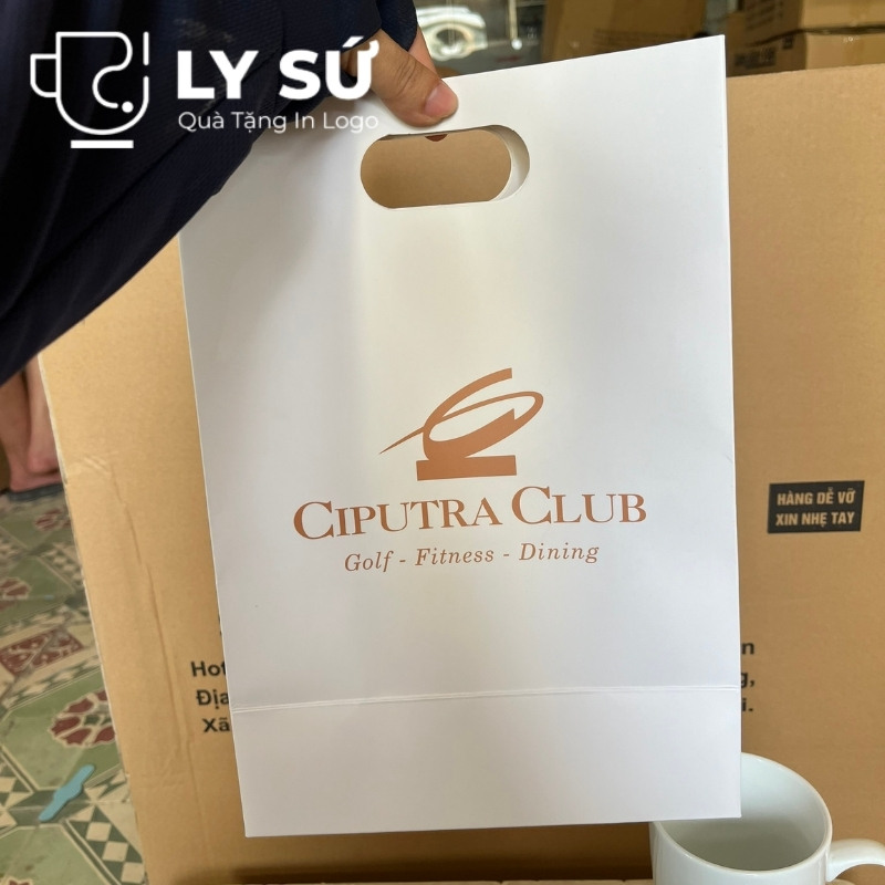Cốc sứ trắng Bát Tràng quà tặng in logo