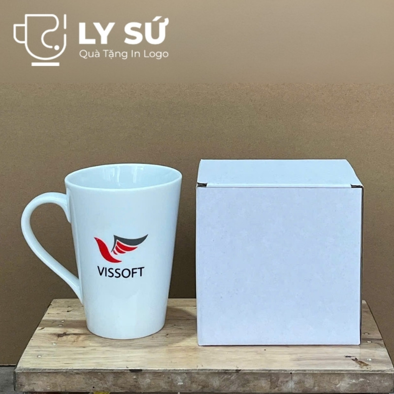 Cốc sứ trắng Bát Tràng quà tặng in logo
