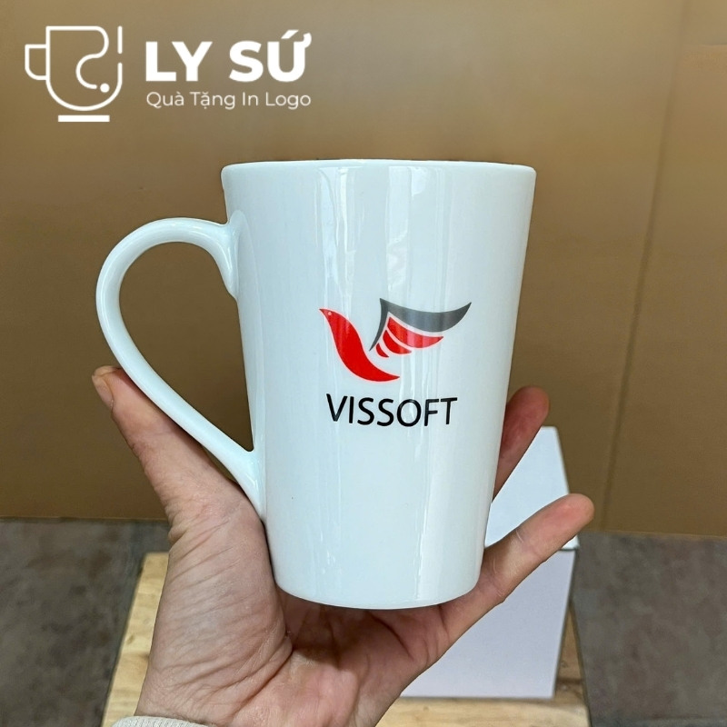 Cốc sứ trắng Bát Tràng quà tặng in logo