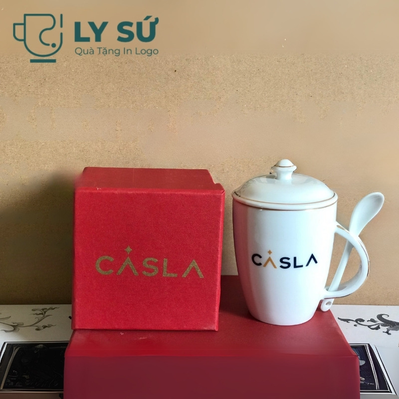 Cốc sứ trắng Bát Tràng quà tặng in logo