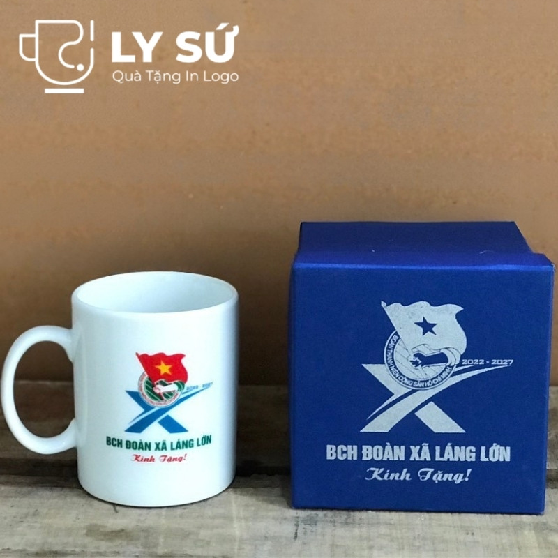 Cốc sứ trắng Bát Tràng quà tặng in logo
