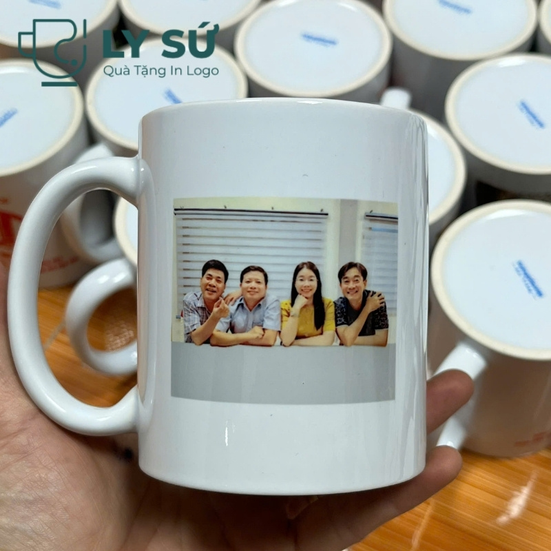 Cốc sứ trắng Bát Tràng quà tặng in logo