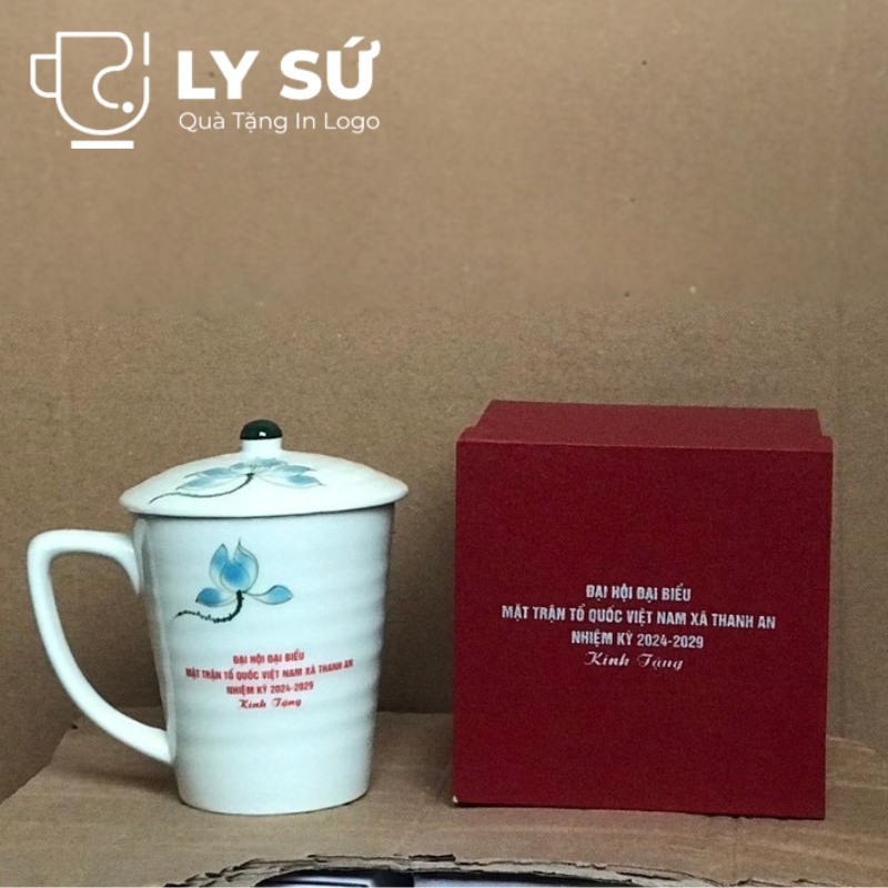 Cốc sứ vẽ tay Bát Tràng quà tặng in logo