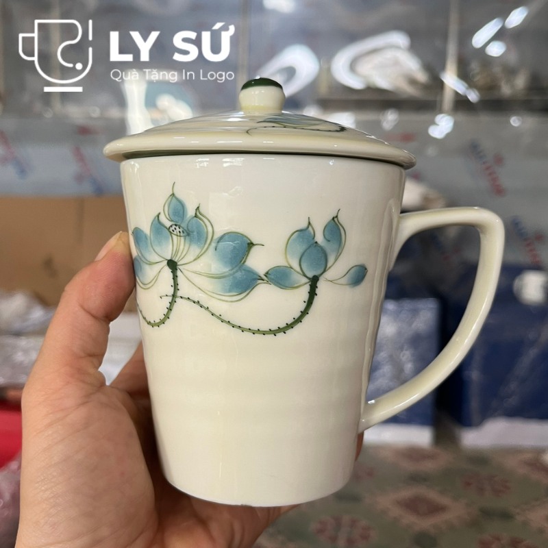 Cốc sứ vẽ tay Bát Tràng quà tặng in logo