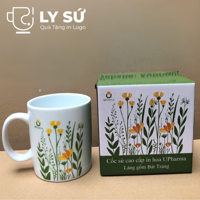 Cốc sứ vẽ tay Bát Tràng quà tặng in logo